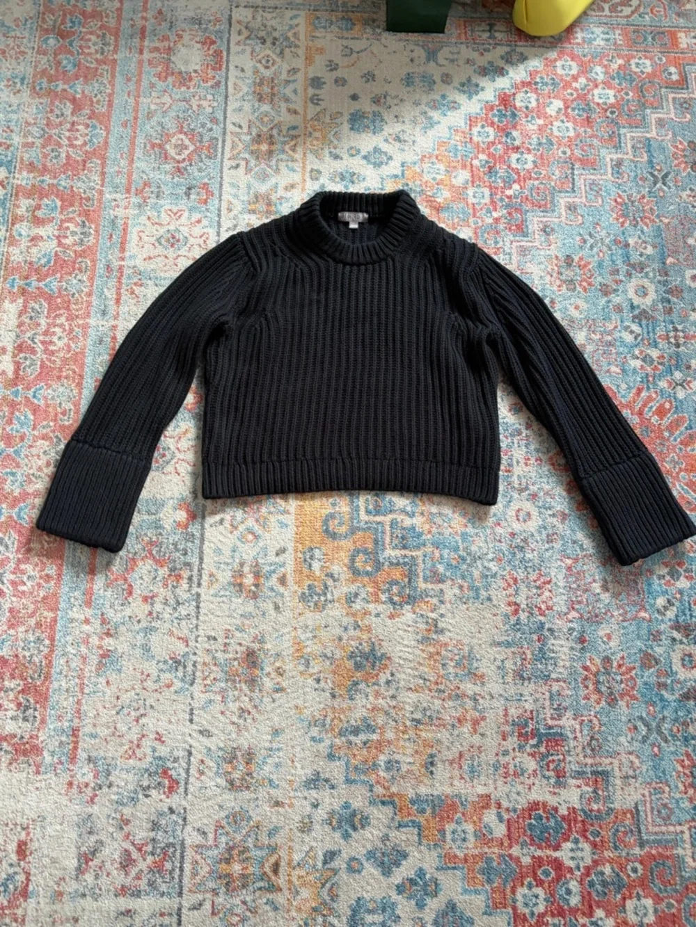 J.Crew black heritage cotton fishermen chunky knit crewneck sweater